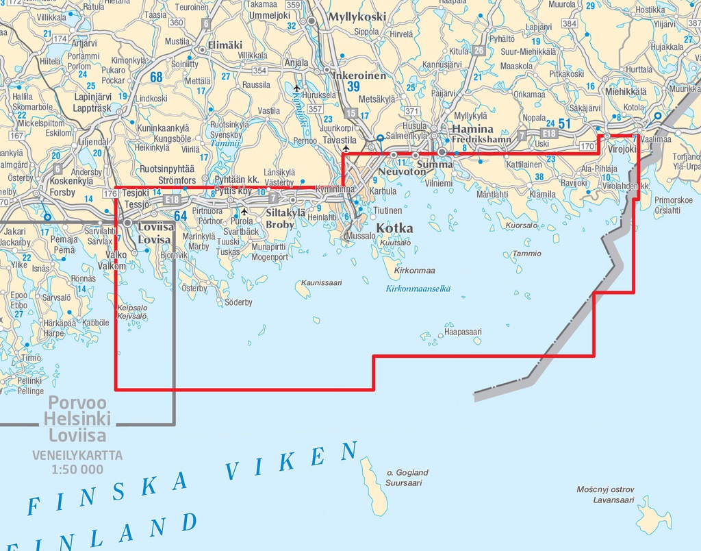 Kotka Loviisa Virolahti, veneilykartta 1:50 000