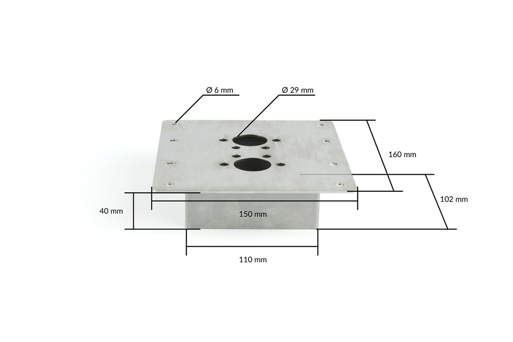 Asennusjalka Autoterm , lattia-asennus SL 150x160mm