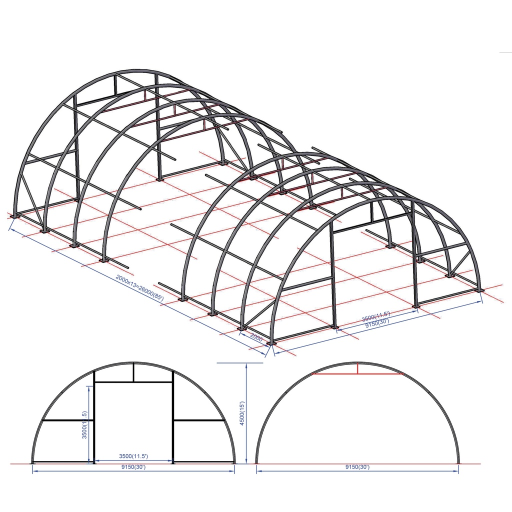 Ranch 9,15 x 20 x 4,5 m 900g kalustohalli