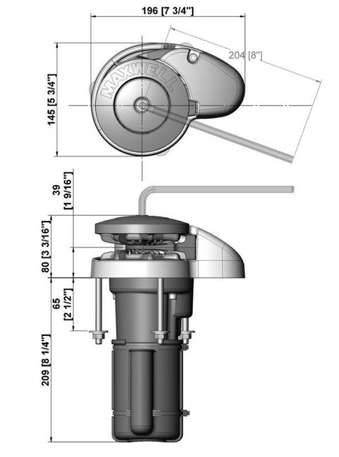 VETUS RC6 Ankkurivinssi 6-12mm ketju, 12mm köysi 12v/500W