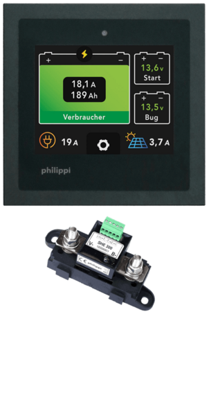 Philippi BLM2 NMEA 2000 Akkumonitori 3,5 tuuman väritäytöllä. Sis. Shuntin