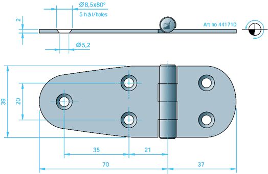 Luukkusarana 81710  kiillotettu RST 39 x 107mm