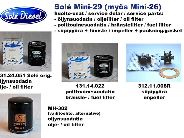 Sole Mini-29 ja Mini-26 huoltosarja