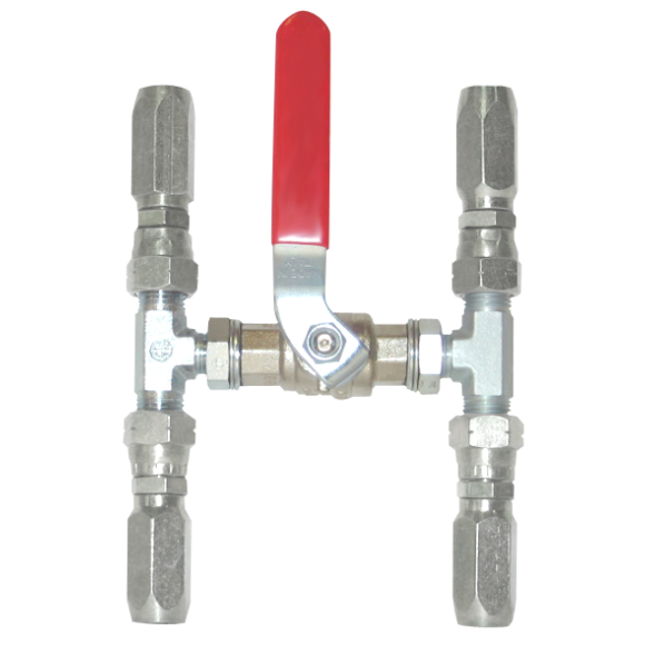 L&S RST By-pass venttiili taipuisalle hydrauliputkelle Ø 8 mm kenttäliittimillä