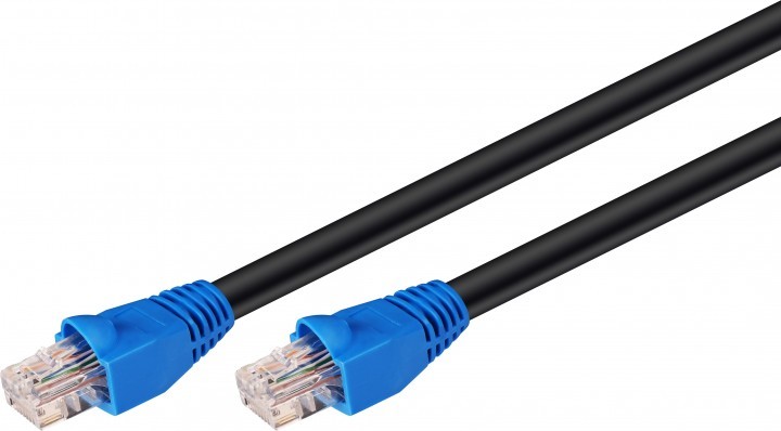 CAT6-välijohto ethernet U/UTP 15m ulkokäyttö musta UV-suoja B94389