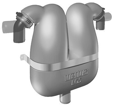 Vetus pakokaasuerotin Ø 95 mm letkuliitännöillä, Ø 75 mm poisto