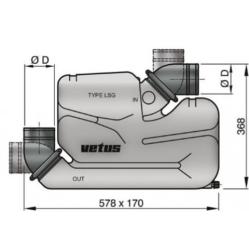 VETUS vesilukko LSG90 Ø 90 mm (17.0 l)