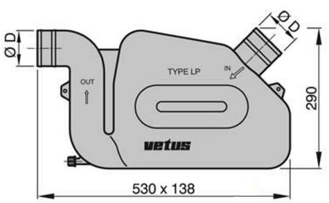 VETUS vesilukko LP60 Ø 60 mm, kiinteä liitäntä (10.5 l)