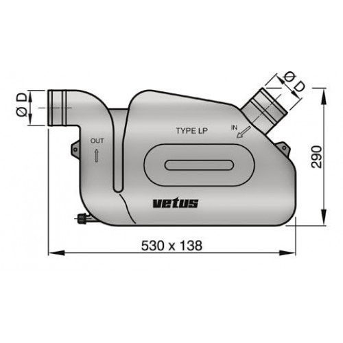 VETUS vesilukko LP50 Ø 50 mm, Super (10.5 l)