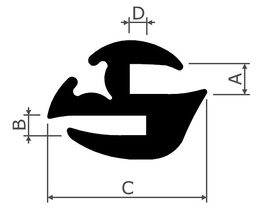 [OT4269] Painelista / ikkunatiiviste 4269 lasiura=5mm , seinämä =12mm