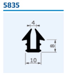 [OT5835] Iikkunatiiviste alumiiniprofiiliin 5835 lasiura=4mm , ulkomitta =10mm