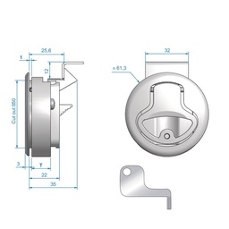 [9516060160] Luukun salpa 52mm ilman lukkoa