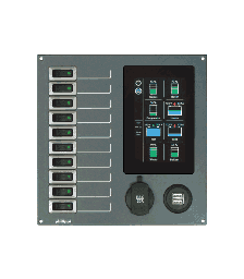 [20022700] Philippi sähkötaulu STV 270 7kpl 10A sulake ja PSL PBUS monitori USB latauspistokkeet