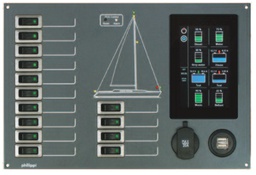 [20022740] Philippi sähkötaulu  STV 274 14kpl 10A sulaketta ja PSL PBUS monitori, USB latauspistokkeet
