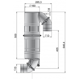 [NLPG75] VETUS äänenvaimennin/joutsenkaula-yhdistelmä NLPG liitäntä 75 mm