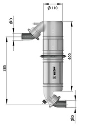 [NLPG45] VETUS äänenvaimennin/joutsenkaula-yhdistelmä NLPG liitäntä 45 mm