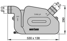 [WLOCKLP60] VETUS vesilukko LP60 Ø 60 mm, kiinteä liitäntä (10.5 l)