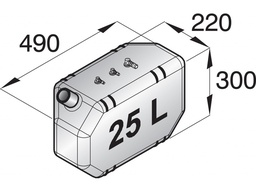 [FTANK25] VETUS Polttoainesäiliö, polttoöljylle, muovia, 25 l (sis. asennussarjan)